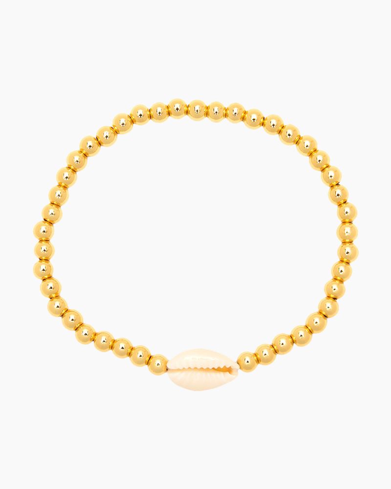 Pura Vida Cowrie Ball Bead Bracelet in Gold