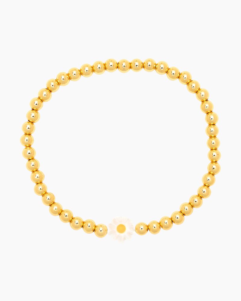 Pura Vida Daisy Ball Bead Stretch Bracelet in Gold