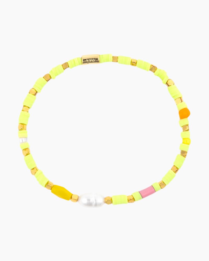 Pura Vida Coronado Chartreuse Beaded Bracelet with Pearl