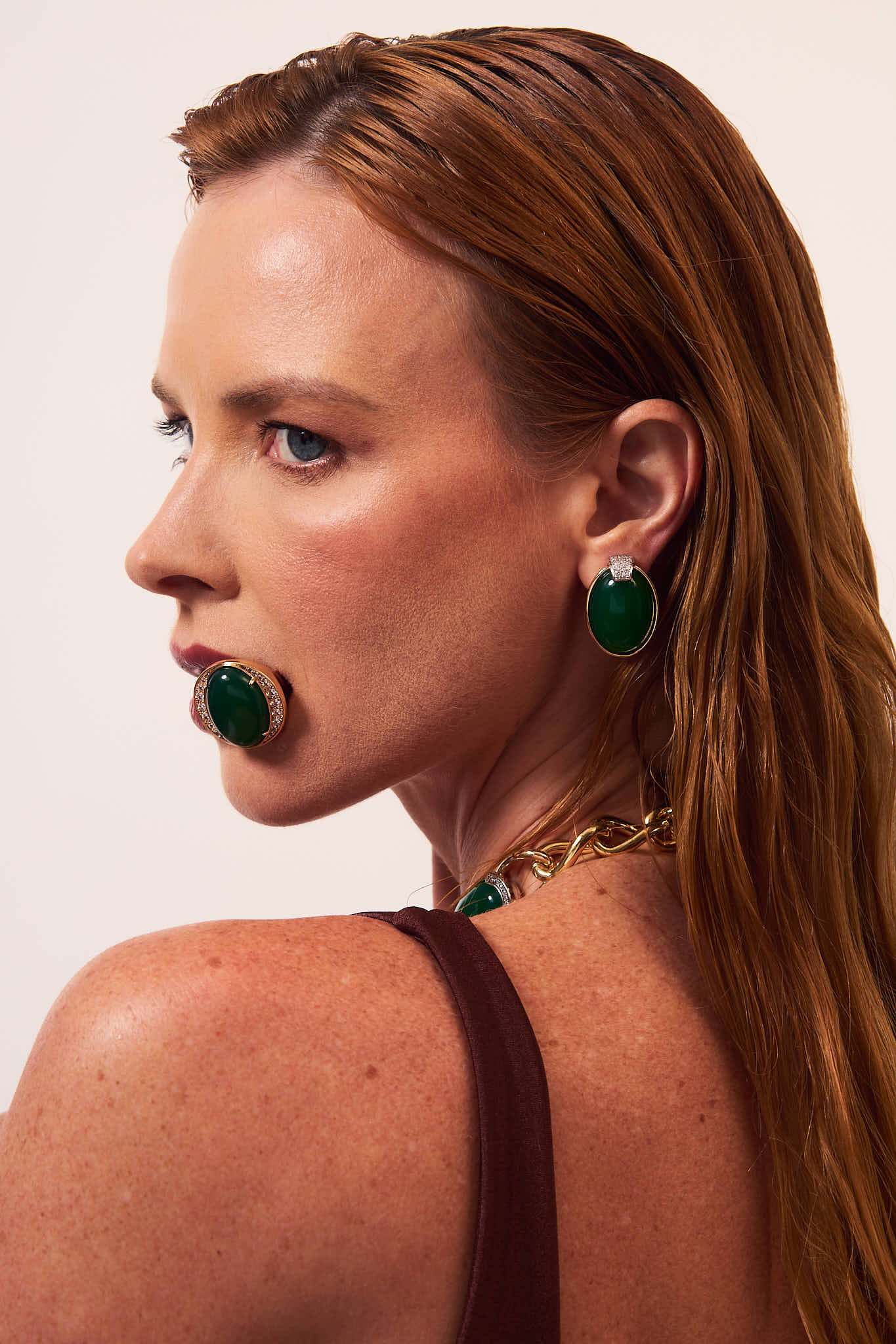 Cristina Sabatini Splendore Earrings - Green Agate