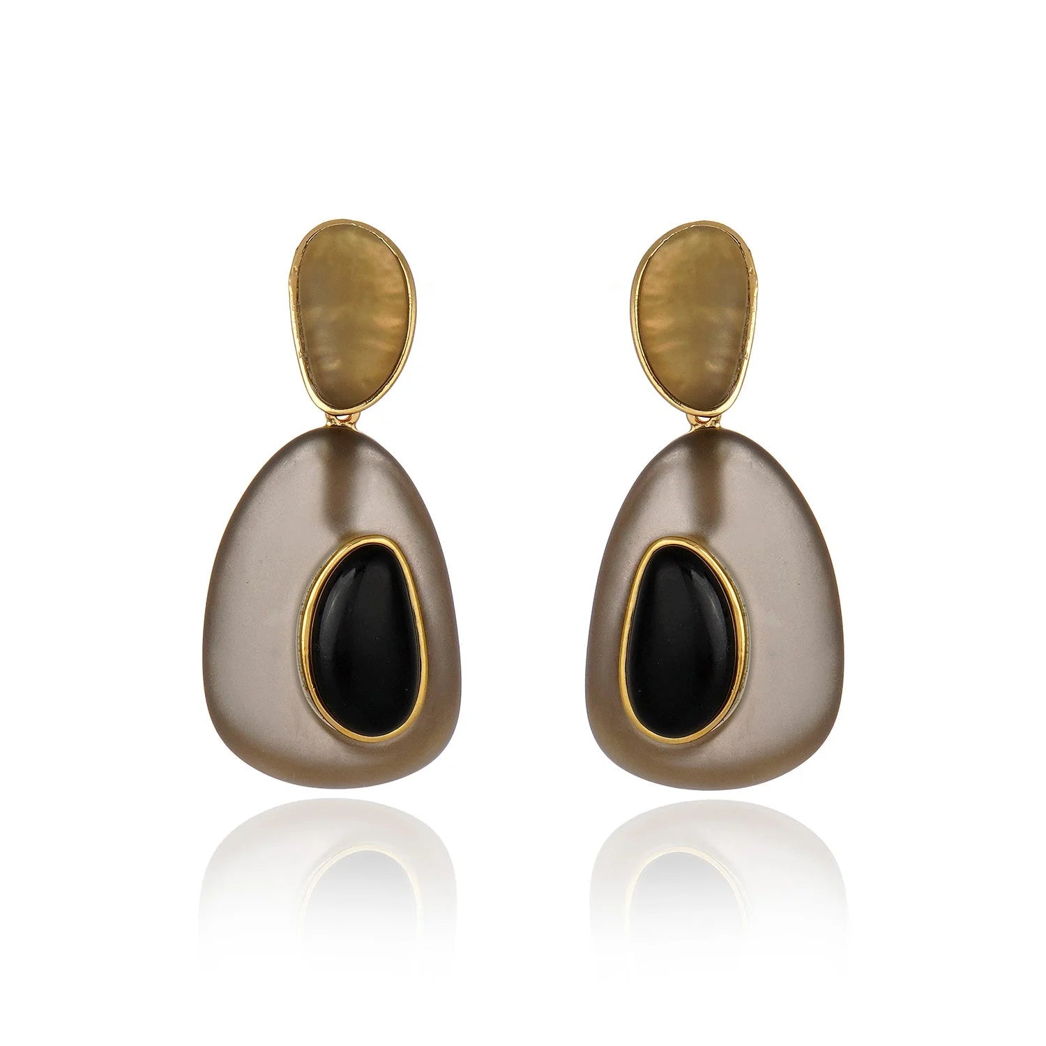 Cristina Sabatini Dual Drop Resin Earring - Black