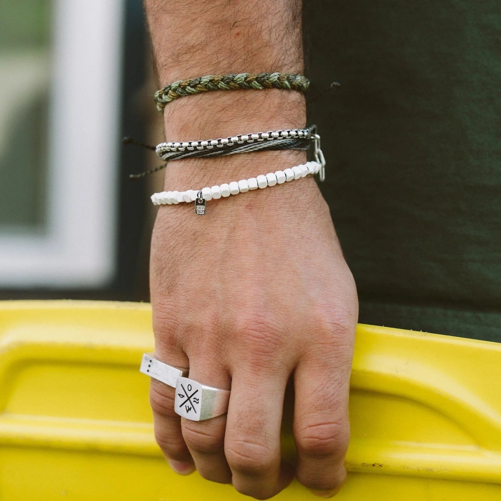 Pura Vida Men's Carabiner Clasp Chain Bracelet - Silver