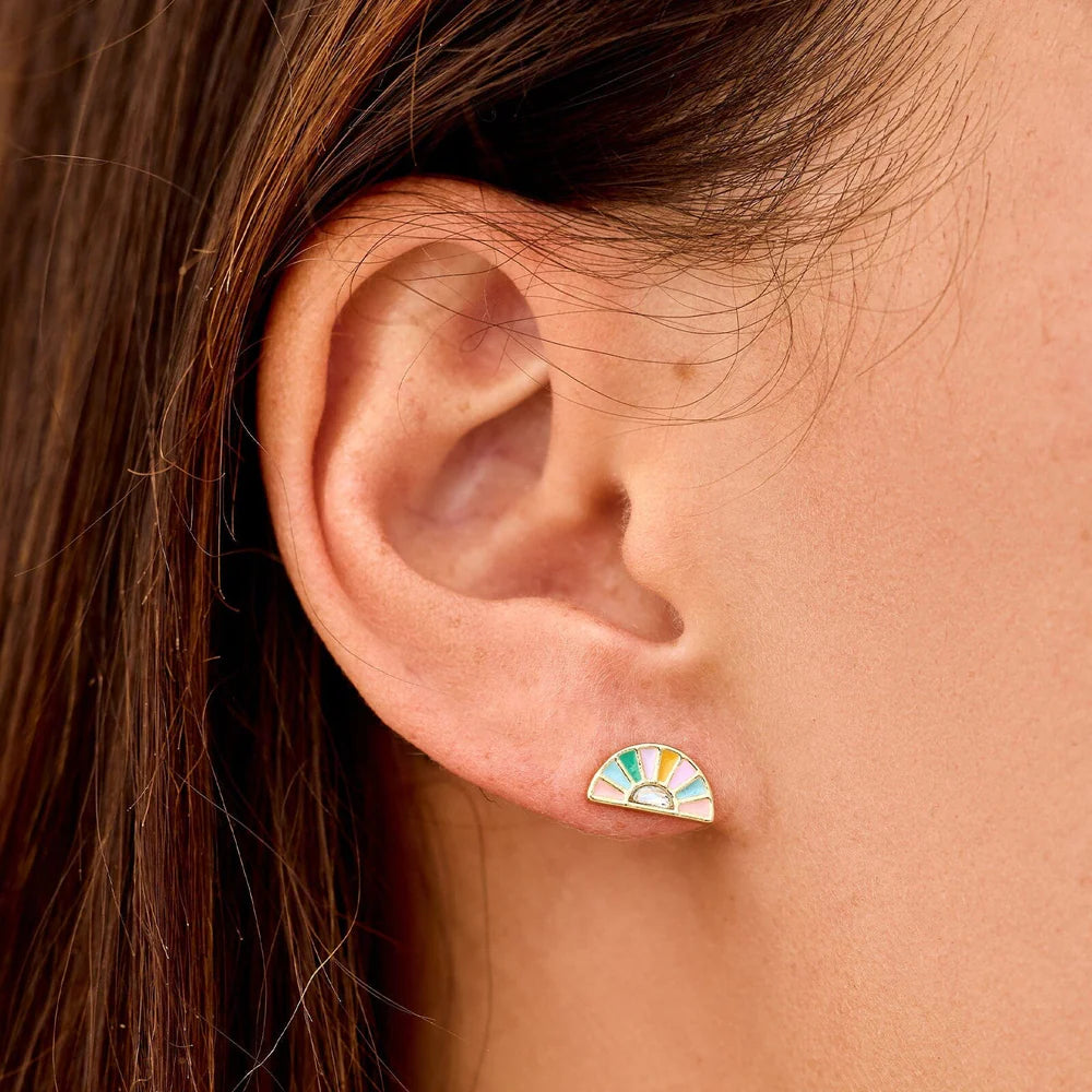 Pura Vida Sunset Striped Stud Earrings in Gold