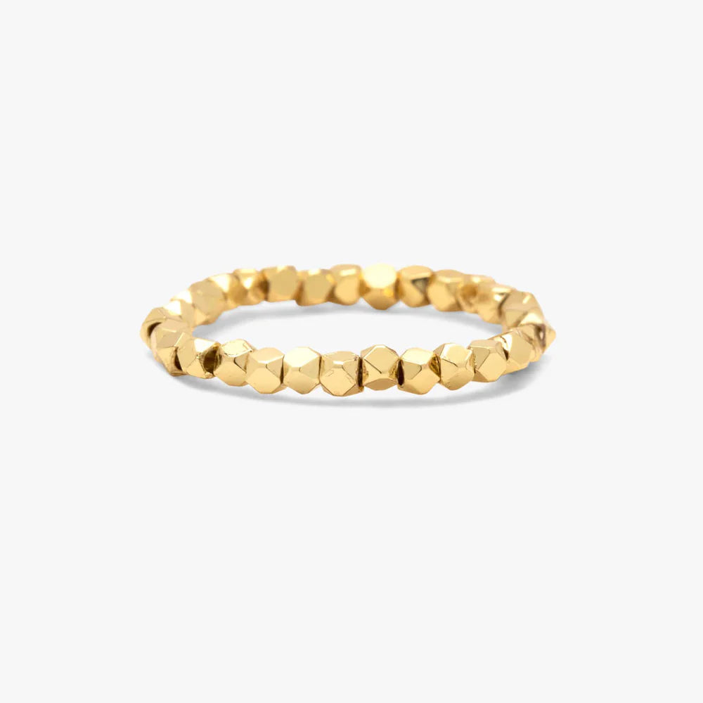 Pura Vida Faceted Gold Bead Stretch Ring