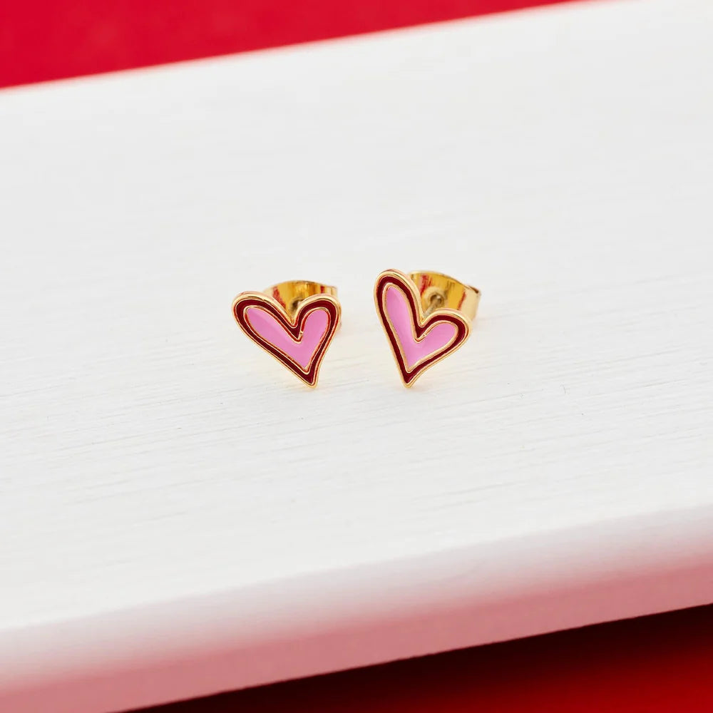 Pura Vida Abstract Heart Stud Earrings