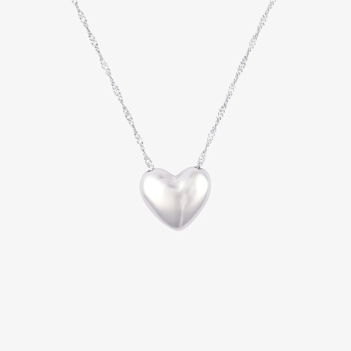 Pura Vida -Puffy Heart Bead Pendant Necklace - Silver