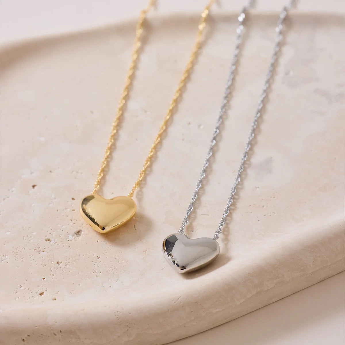 Pura Vida -Puffy Heart Bead Pendant Necklace - Silver