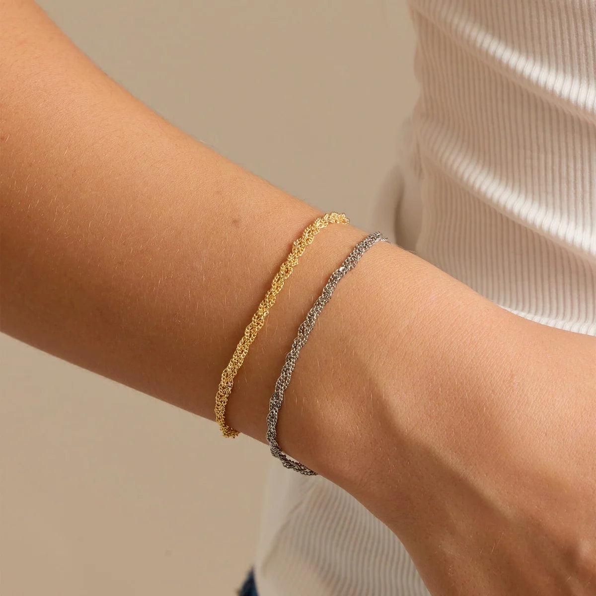 Pura Vida - Layered Twisted Rope Chain Bracelet - Gold