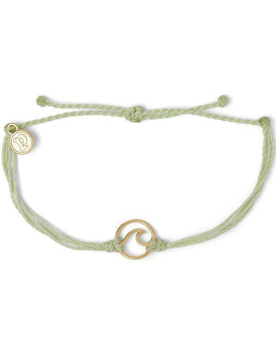 Pura Vida Gold Wave Charm in Mint