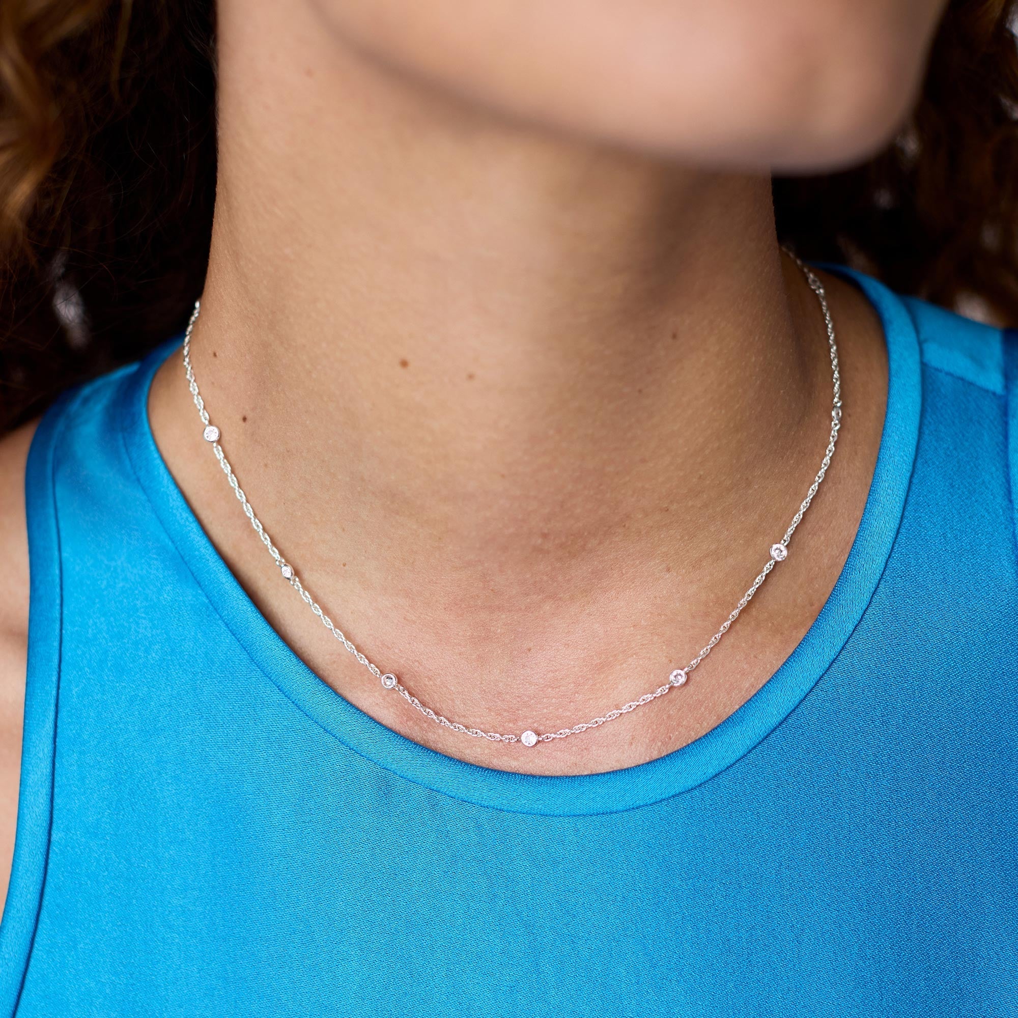 Julie Vos - Celeste Delicate Necklace - Cubic Zirconia - Silver
