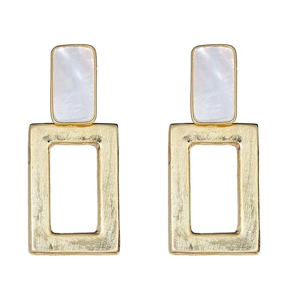 Cristina Sabatini Square Knocker Earring - Gold Mop