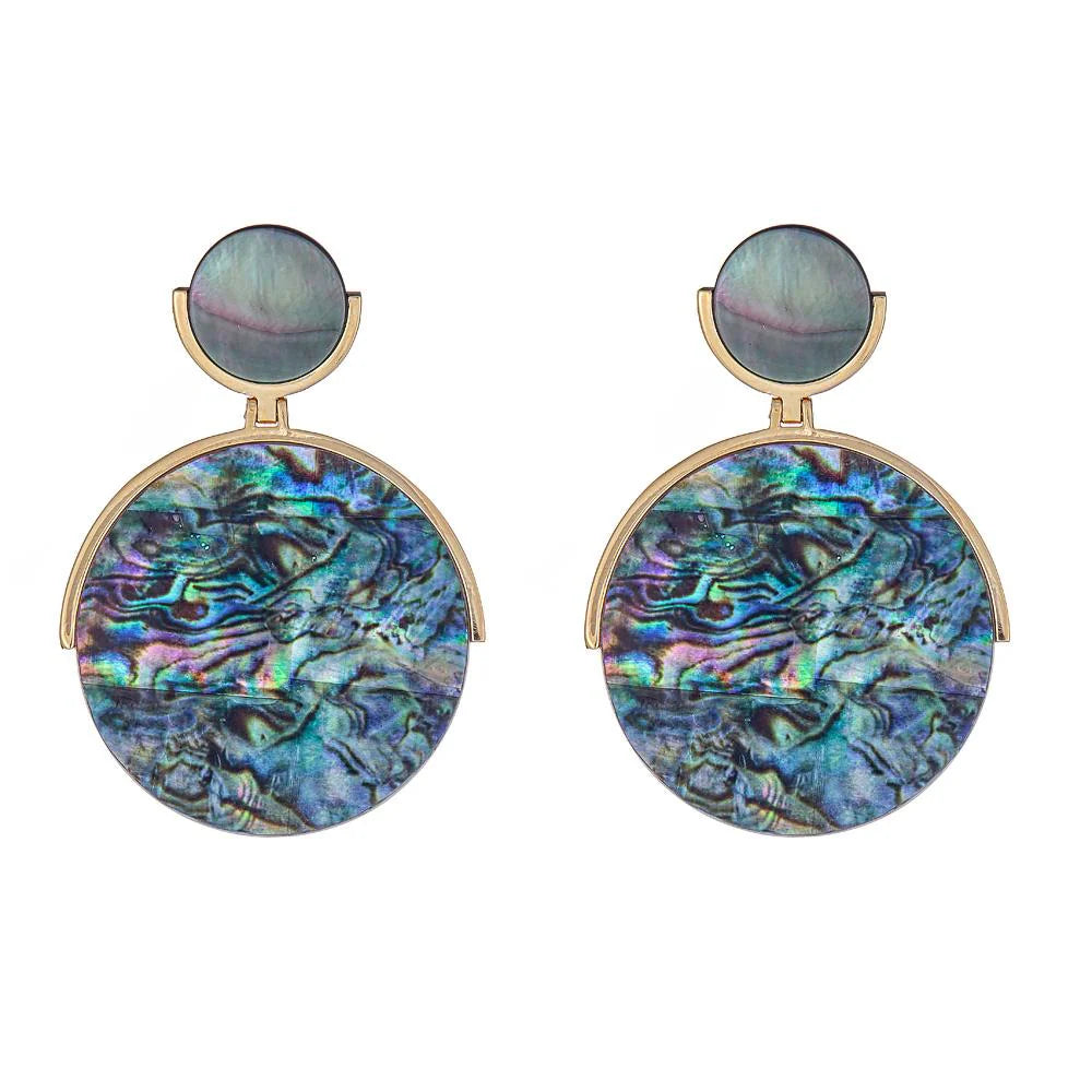 Cristina Sabatini Mother of Pearl Disc Earring - Black Mop Abalone
