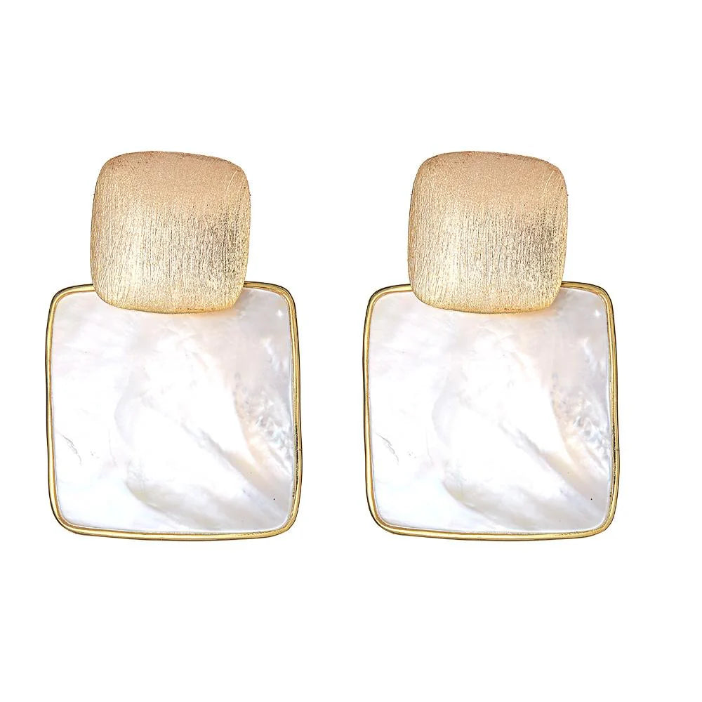 Cristina Sabatini Mini Box Stacked Earring - Gold Mop