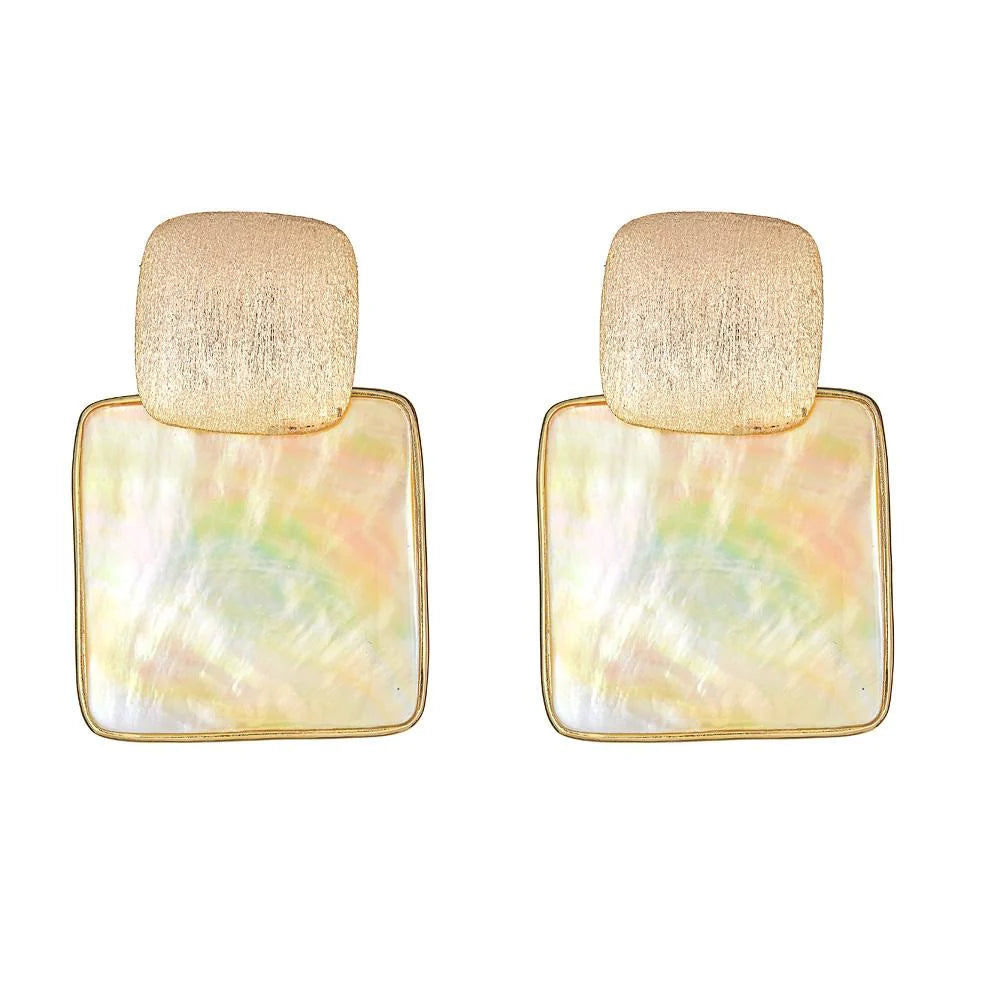 Cristina Sabatini Mini Box Stacked Earring - Gold Mop
