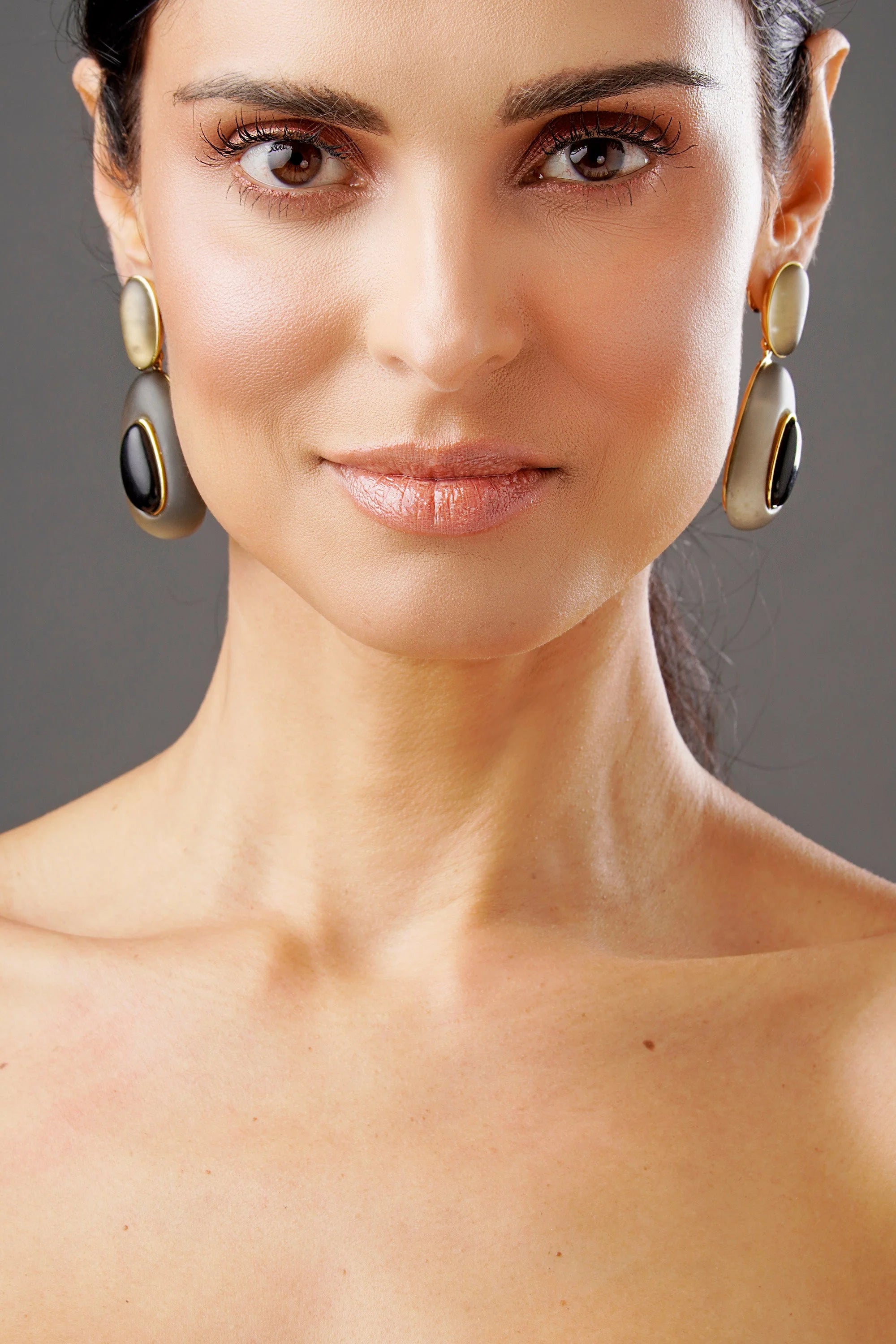 Cristina Sabatini Dual Drop Resin Earring - Black