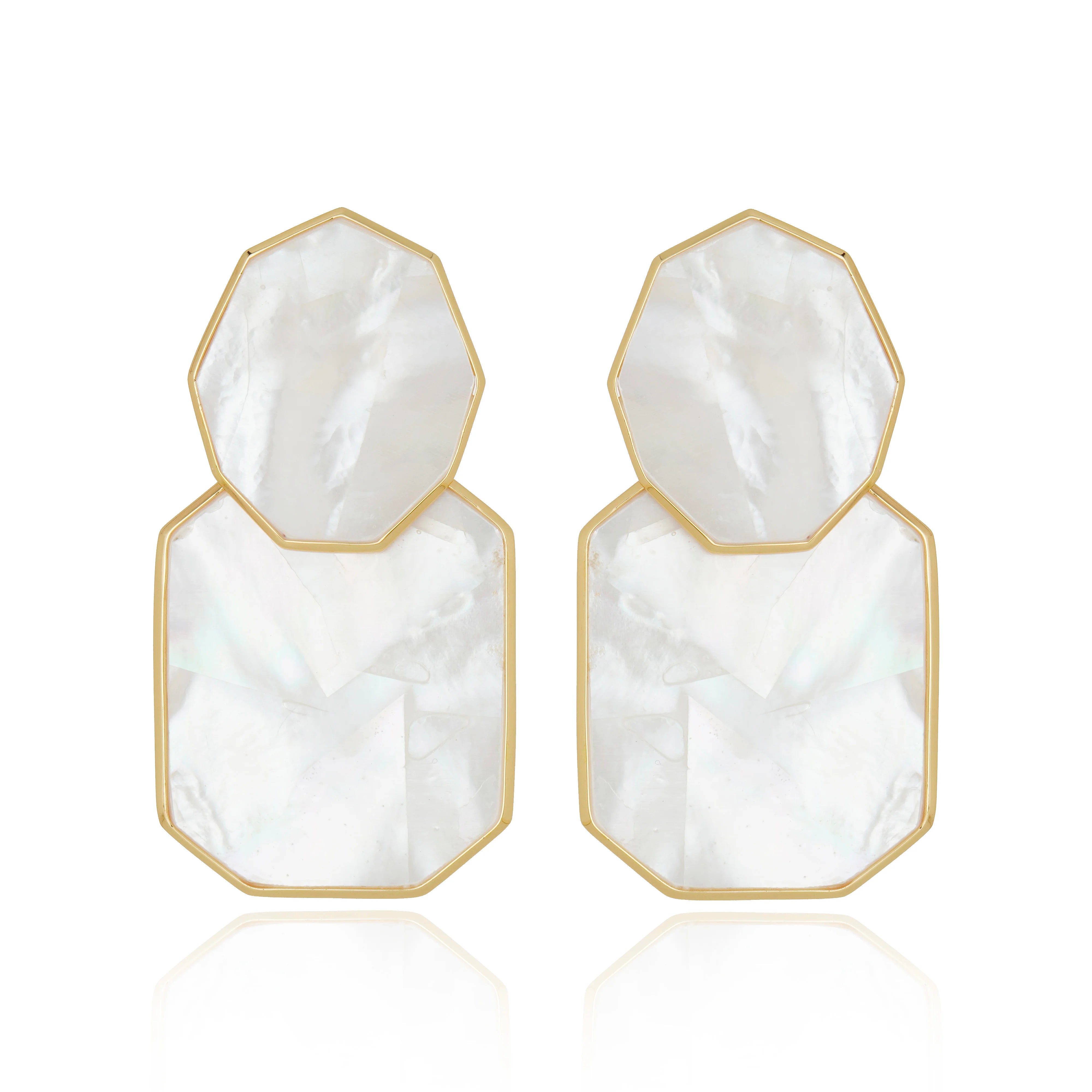 Cristina Sabatini Icon Double Classic White MOP Earring