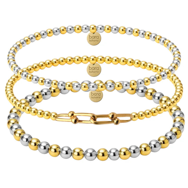Gold Filled Beaded Bracelet Stack - Sicily