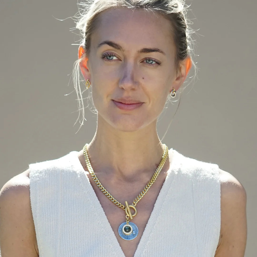 Tat 2 Designs - Gold Mesa Labradorite Charm Necklace