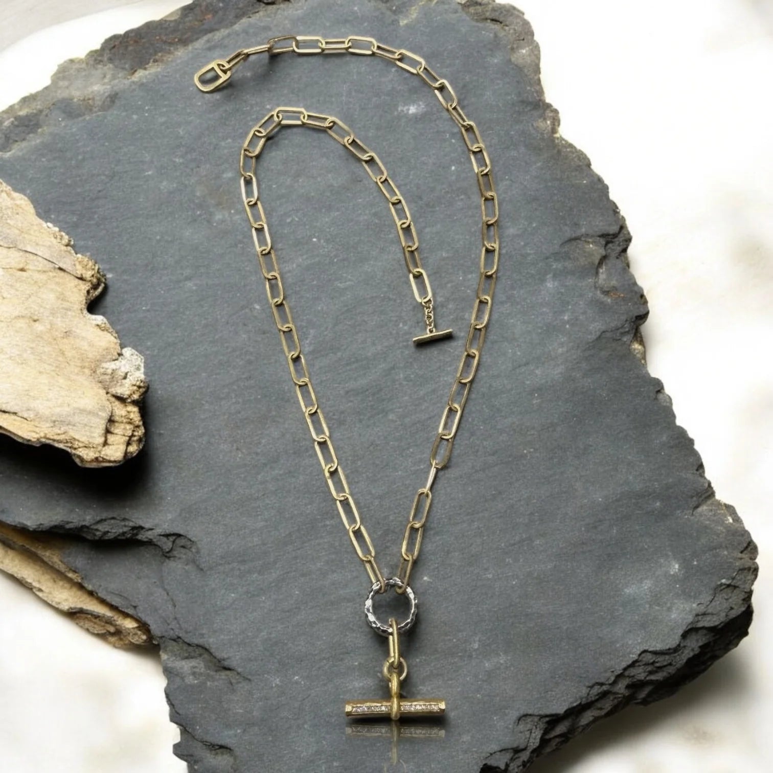 Tat 2 Designs - Mixed Metal Belle Pave Toggle Necklace