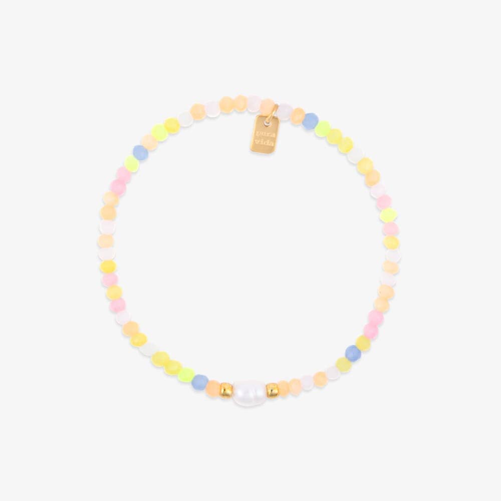 Pura Vida - Blooming Frosted Bead Stretch Belt Bracelet - Gold