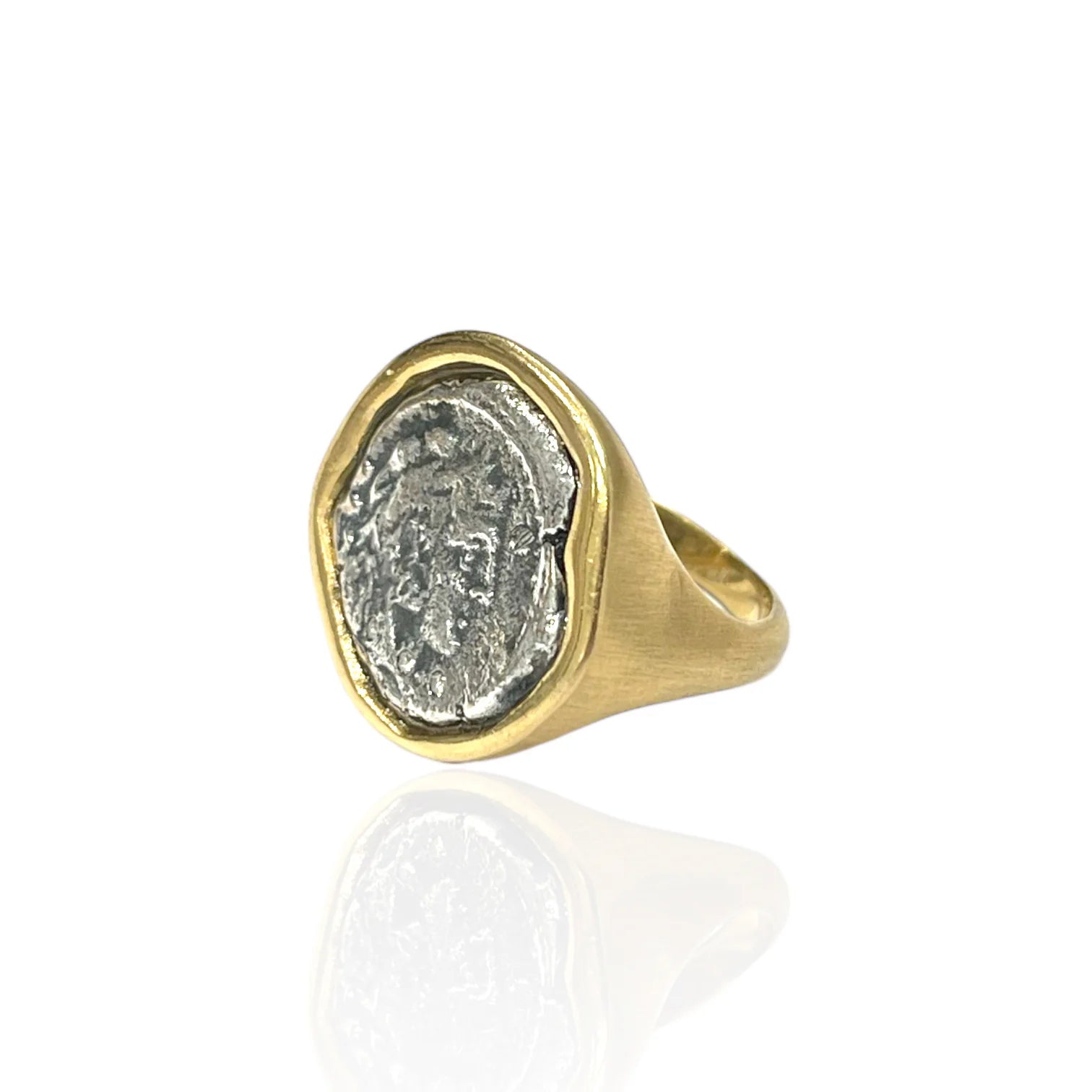 Tat 2 Designs - Gold Roman Man Coin Ring - Size 7