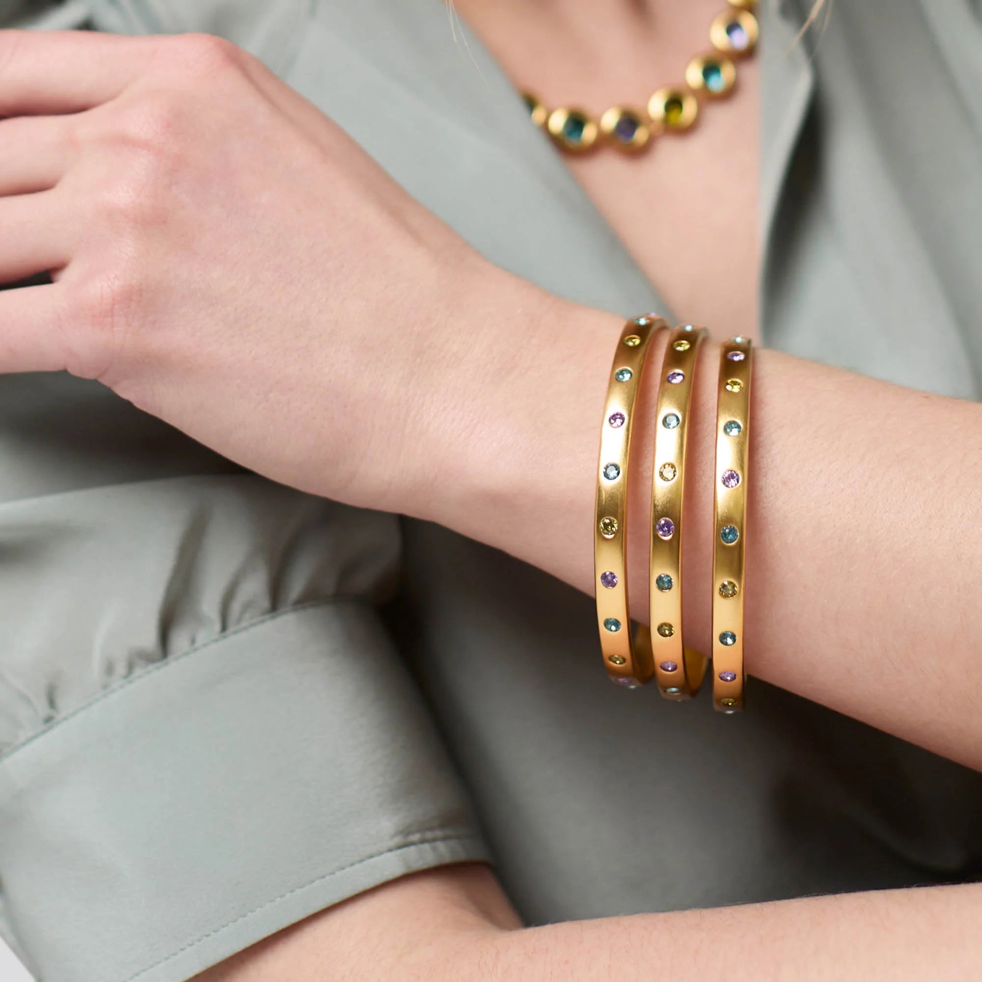 Julie Vos Rainbow Bangle - Champagne Radiance - Medium