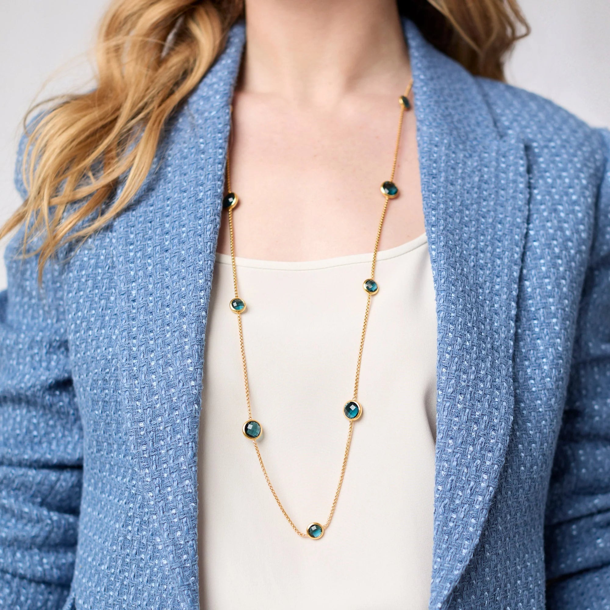 Julie Vos Rainbow Station Necklace - Montana Blue