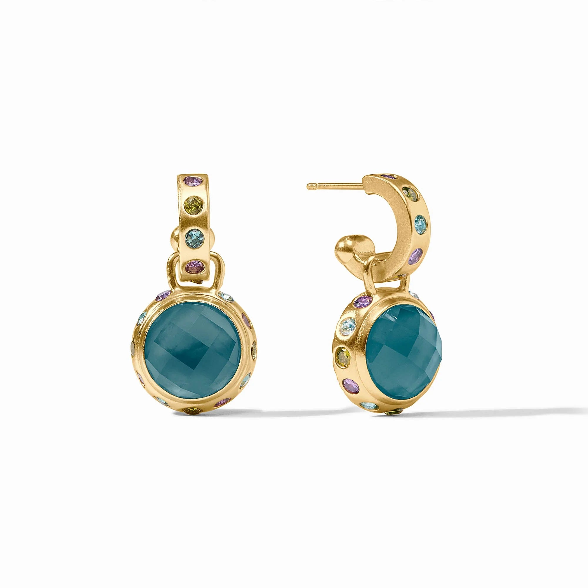 Julie Vos Rainbow Hoop & Charm Earring in Iridescent Montana Blue