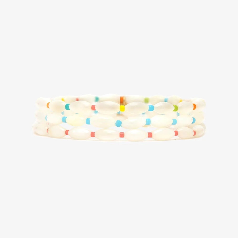 Pura Vida - Rainbow Pearl Stretch Bracelet - set of 3