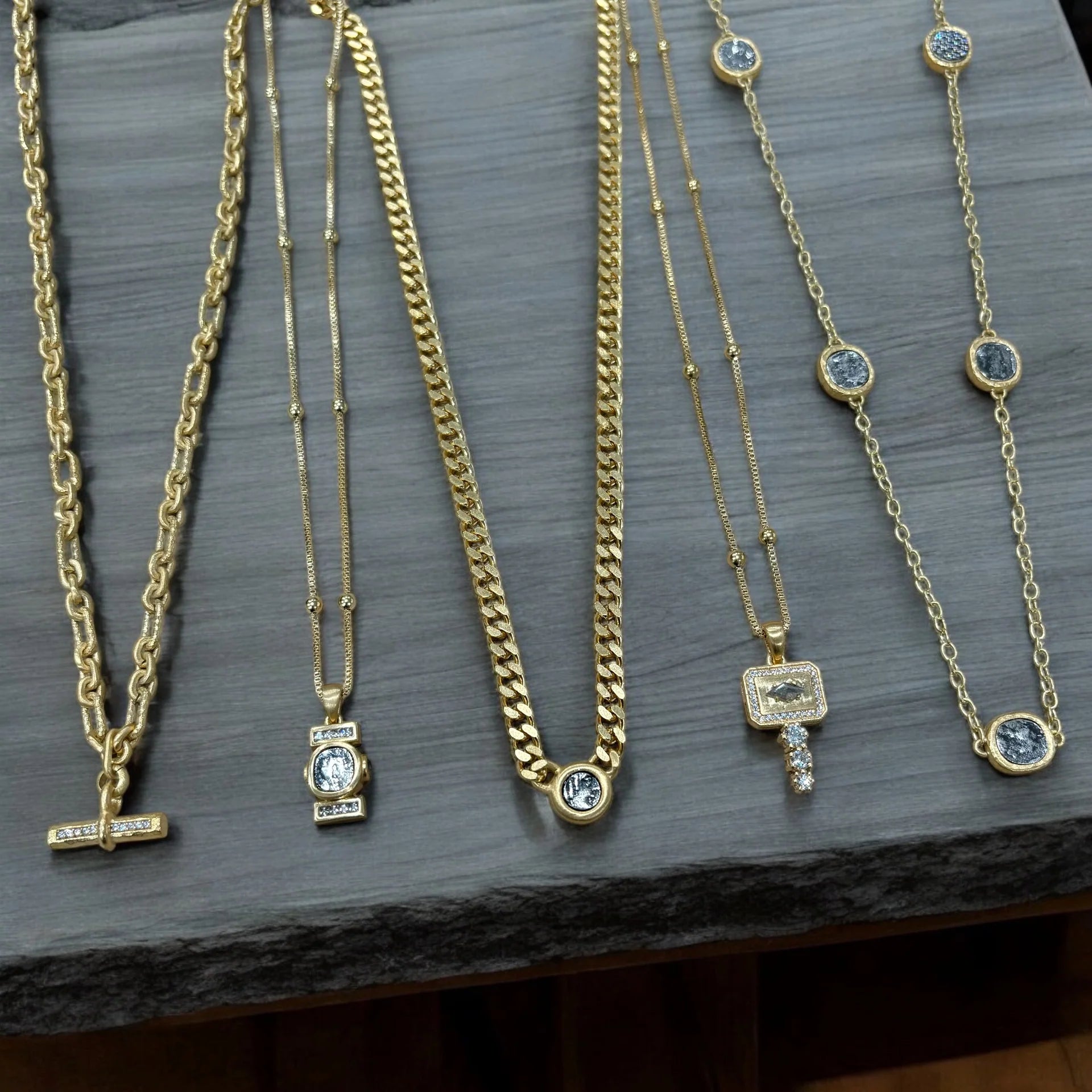 Tat 2 Designs - Mini Gold Pavia Station Necklace