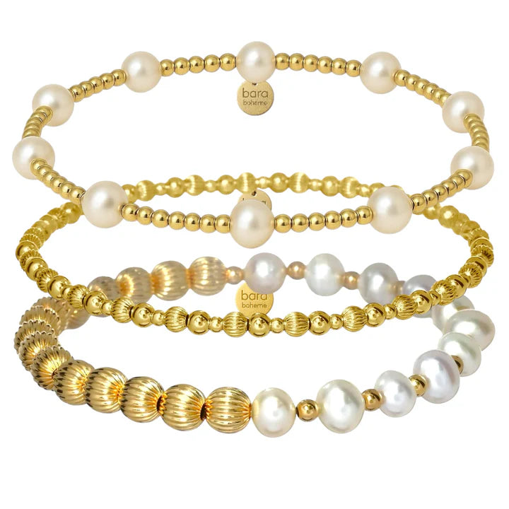 Gold Filled Beaded Bracelet Stack - Tuscany