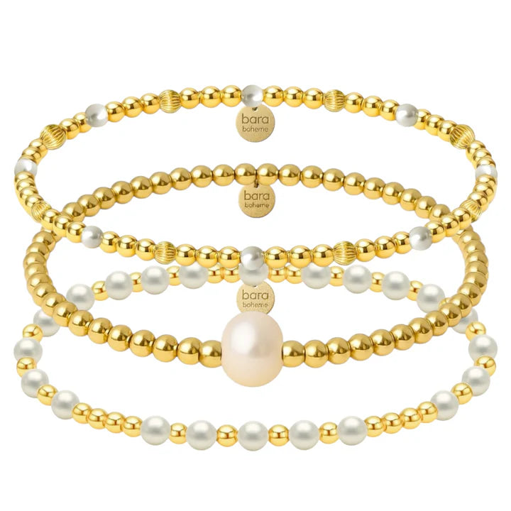 Gold Filled Beaded Bracelet Stack - Venice
