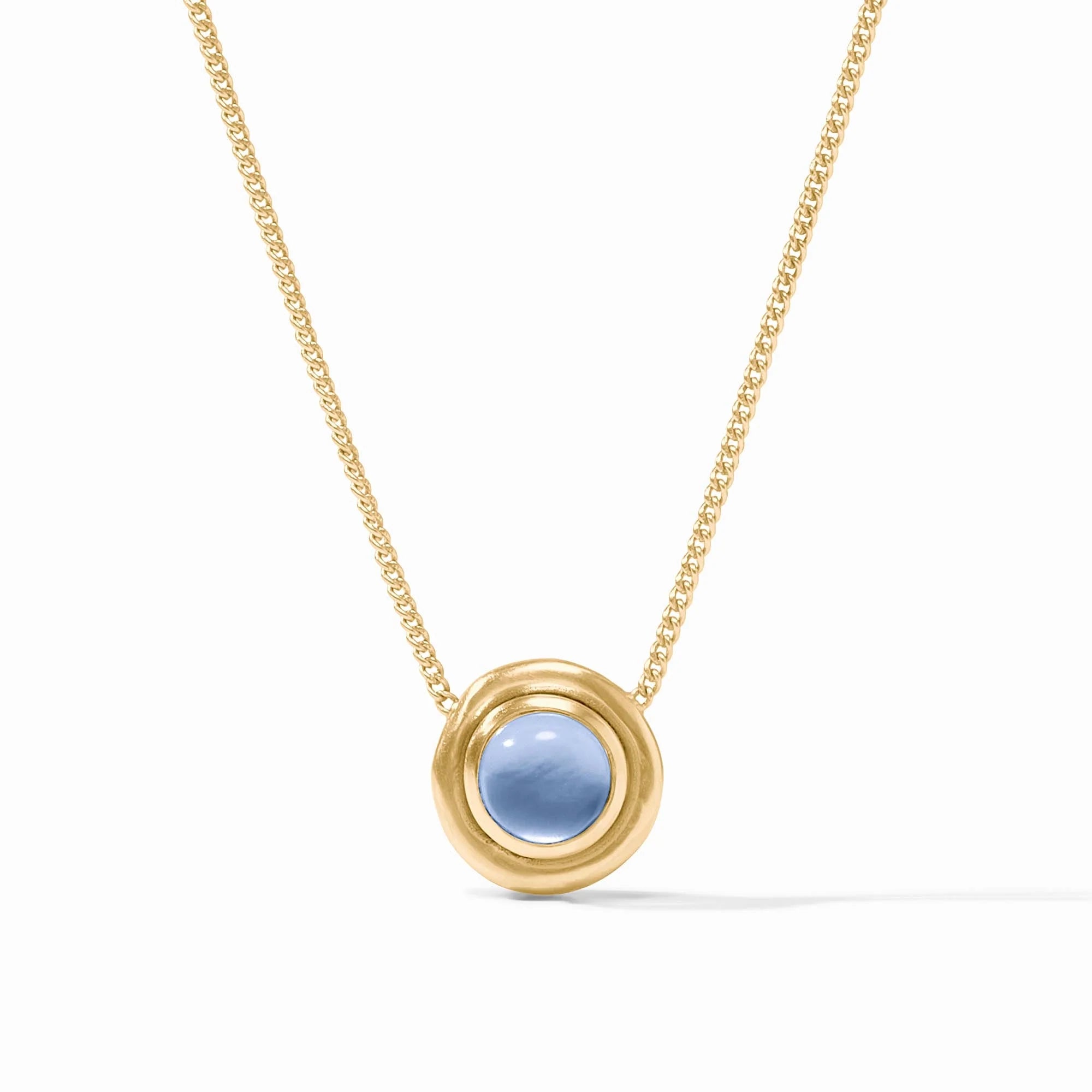Julie Vos Wave Stone Delicate Necklace - Iridescent Chalcedony Blue