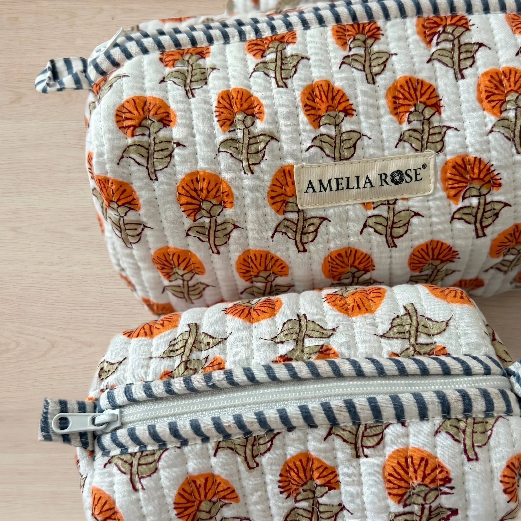 Amelia Rose - Hydrangea Tangerine Cosmetic Pouch - Small