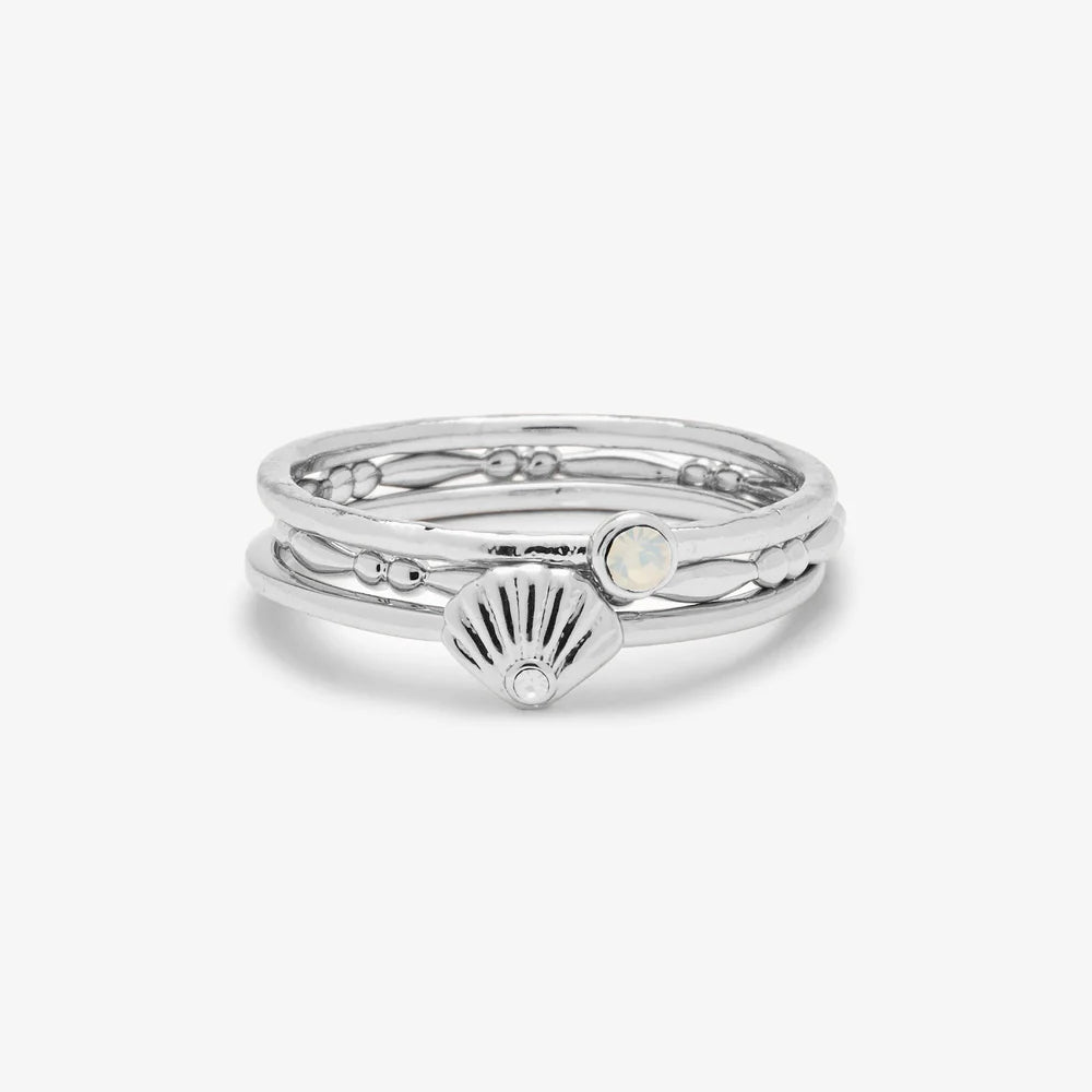 Pura Vida Opal Shell Ring Stack