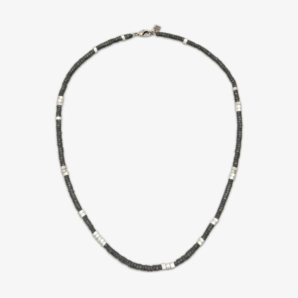 Pura Vida - Men's Faceted Pyrite Bead Necklace - Silver