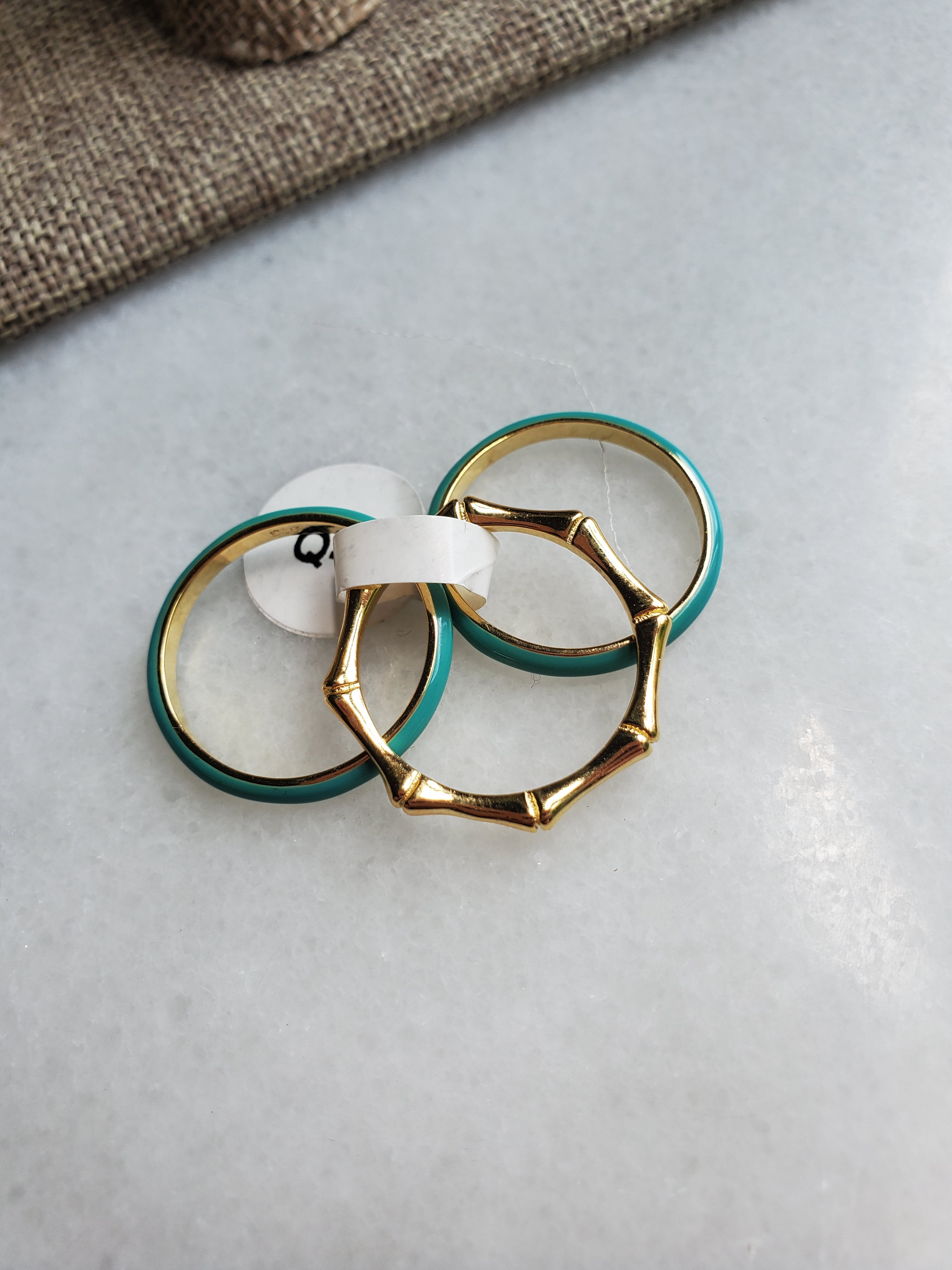 Gold Enamel Ring Set - Size 9