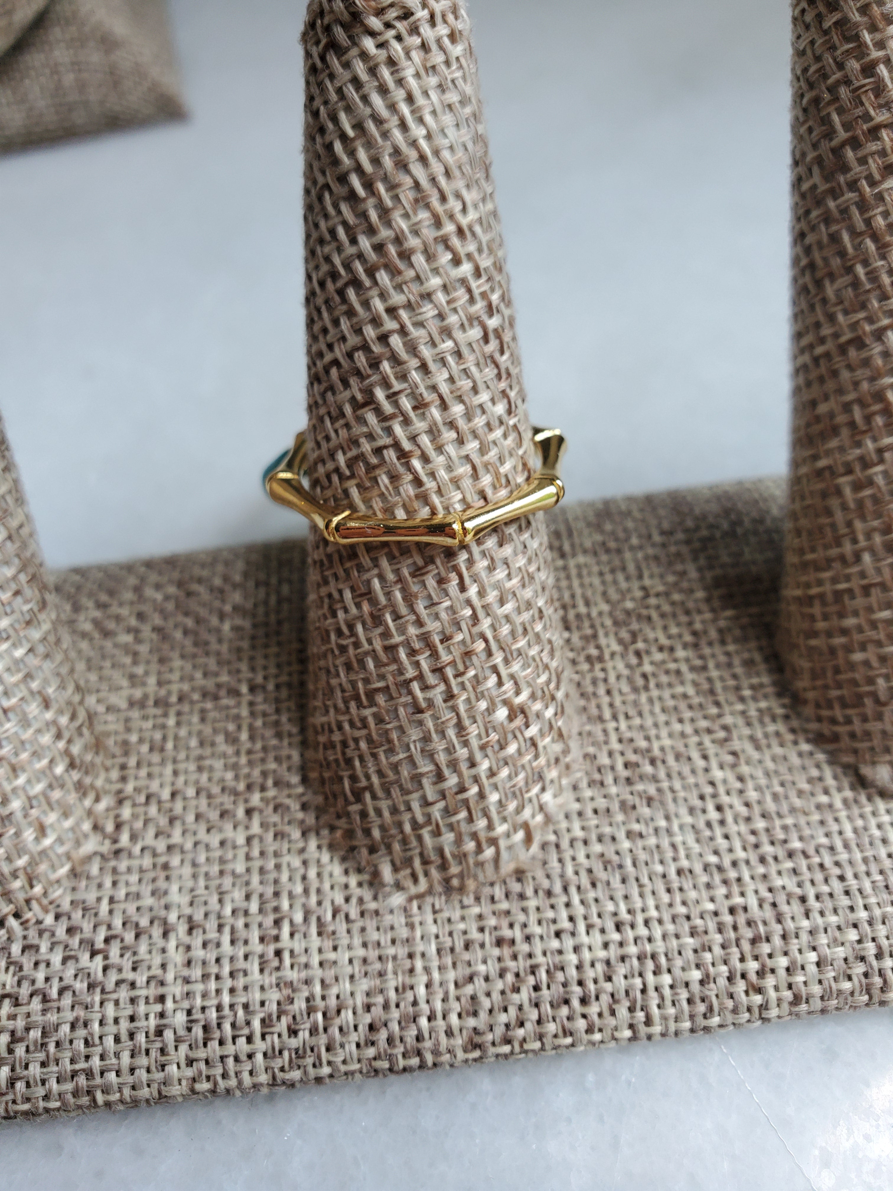 Gold Enamel Ring Set - Size 6