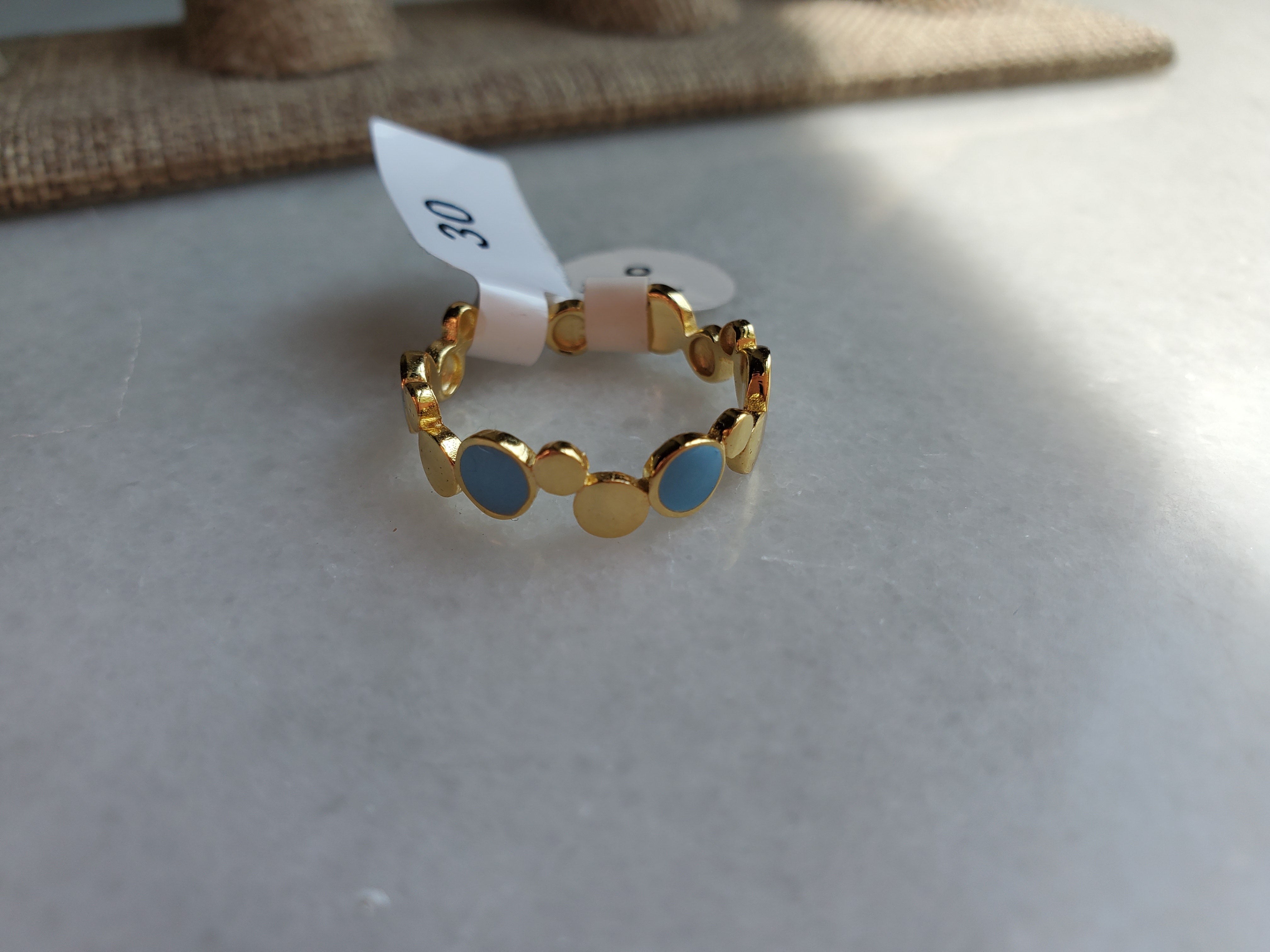 Gold & Blue Bubble Ring - Size 8