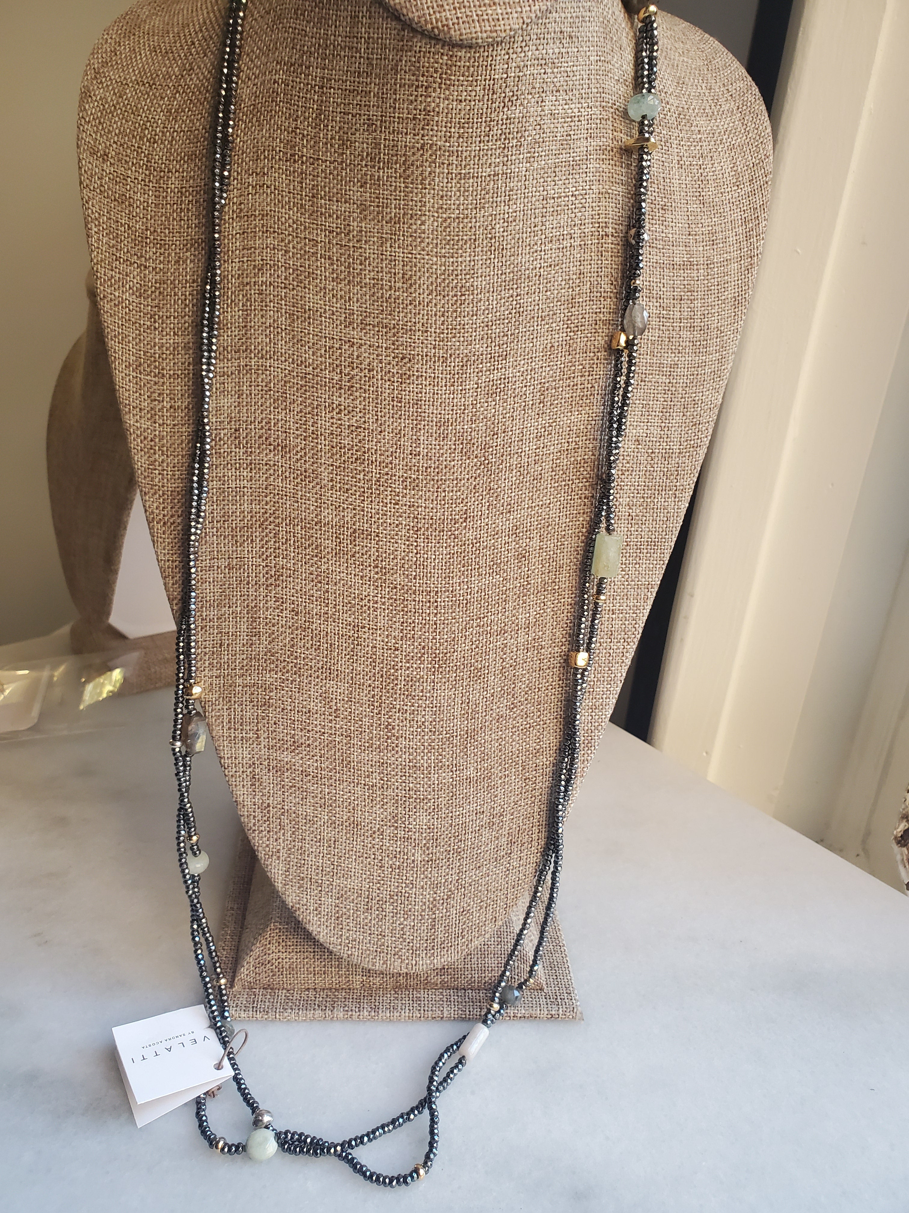 Velatti Hematite & Mixed Semi Precious Stone Necklace