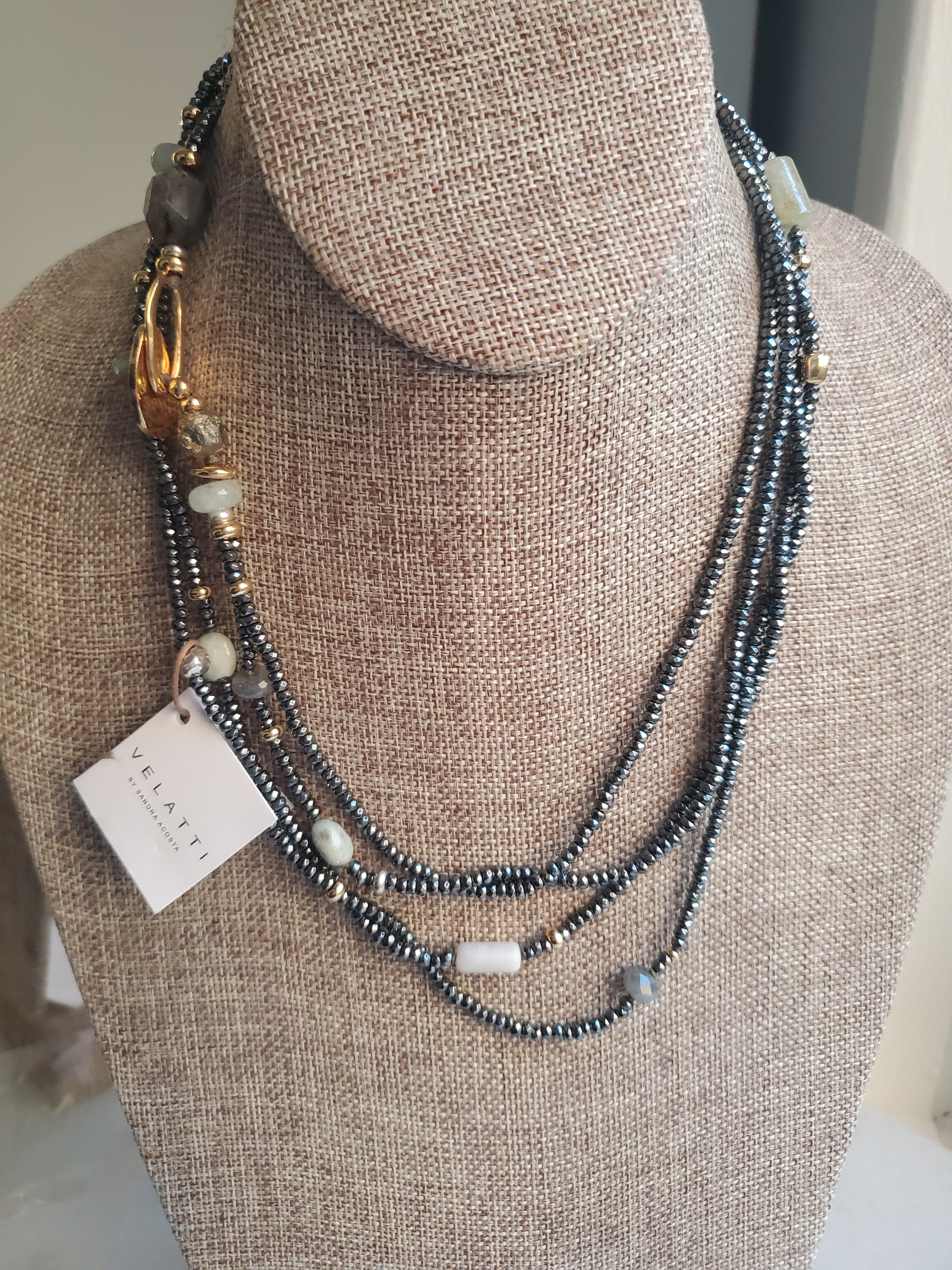 Velatti Hematite & Mixed Semi Precious Stone Necklace
