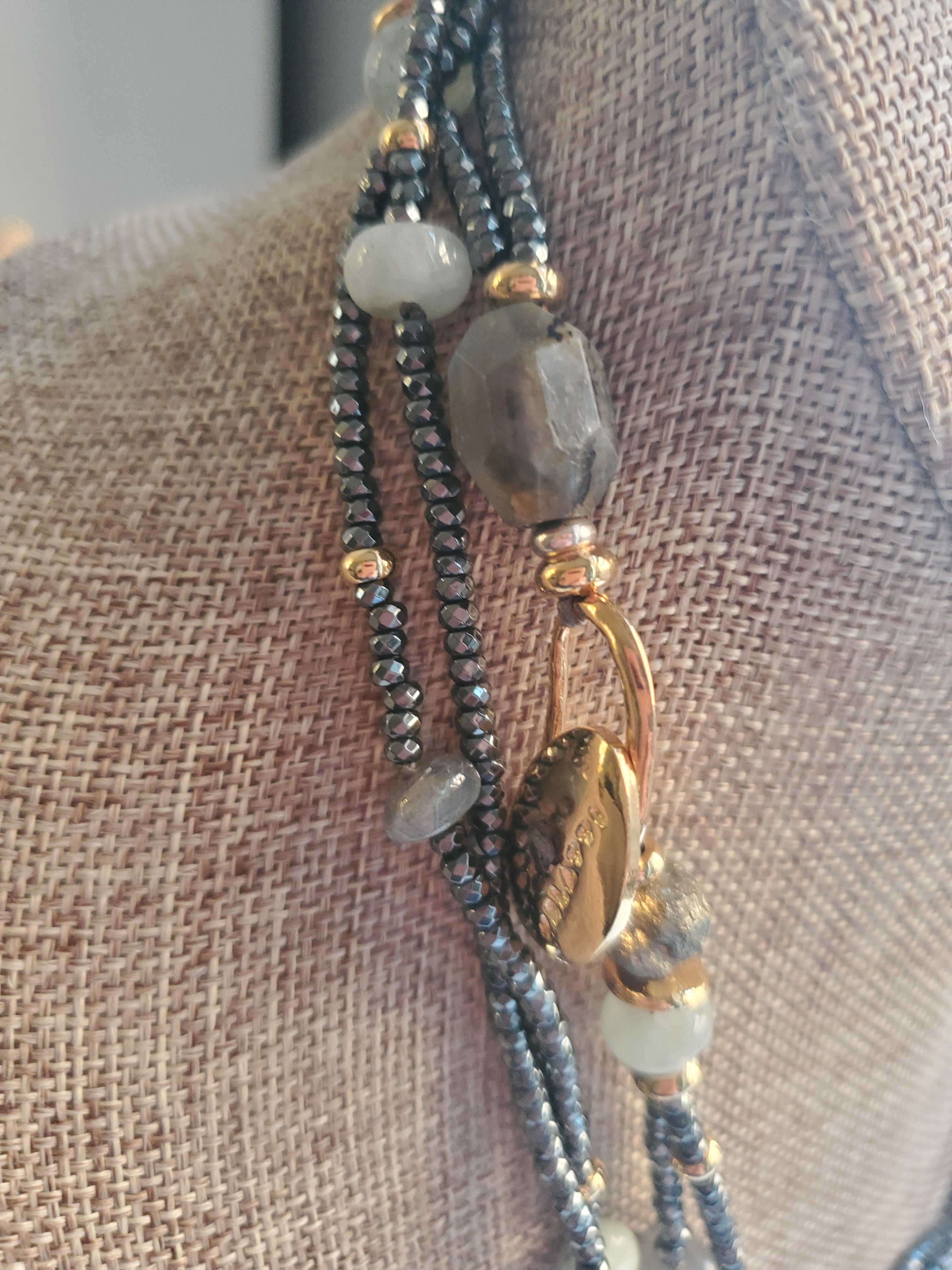 Velatti Hematite & Mixed Semi Precious Stone Necklace