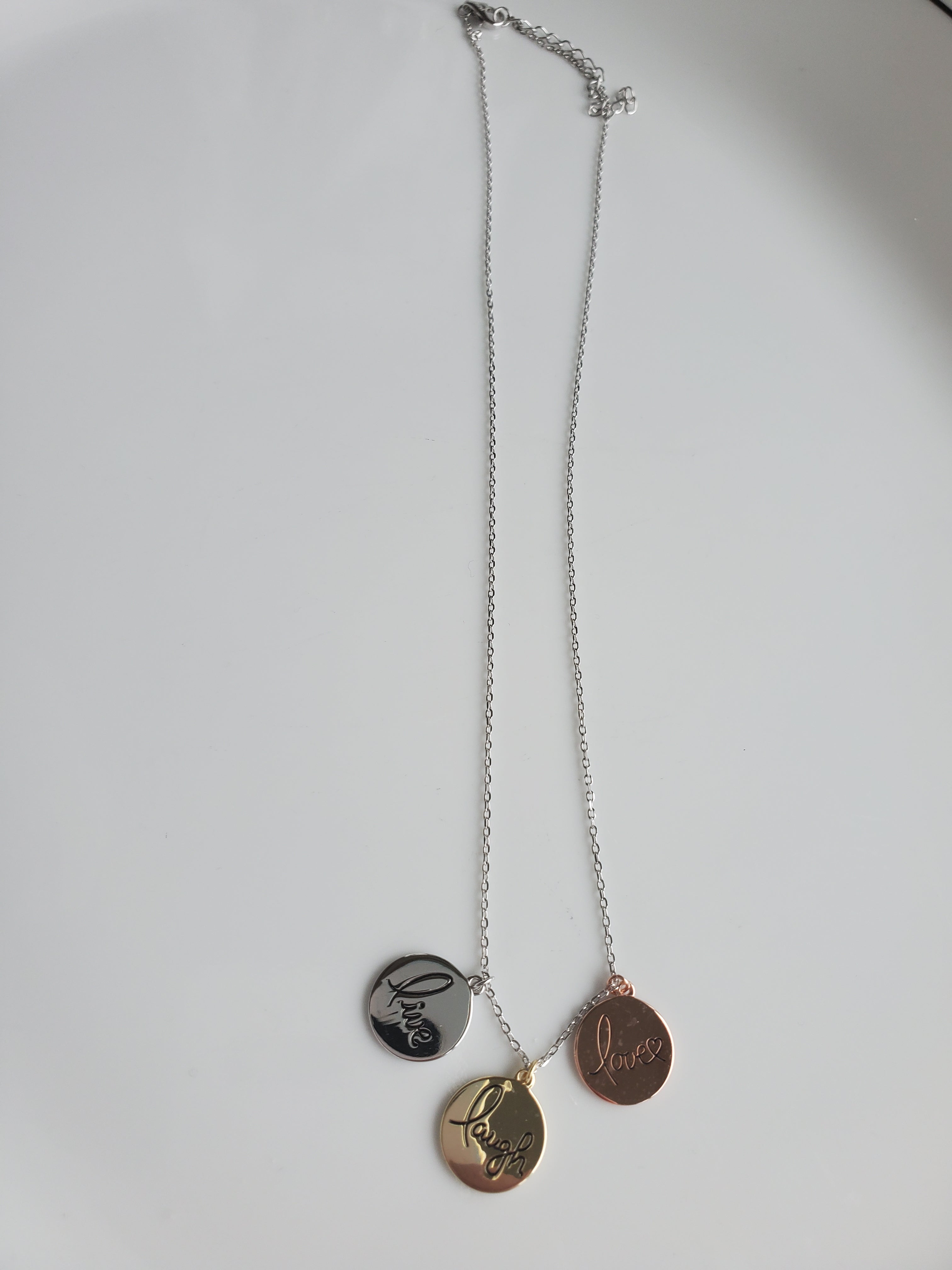 Sterling Live, Laugh, Love Necklce
