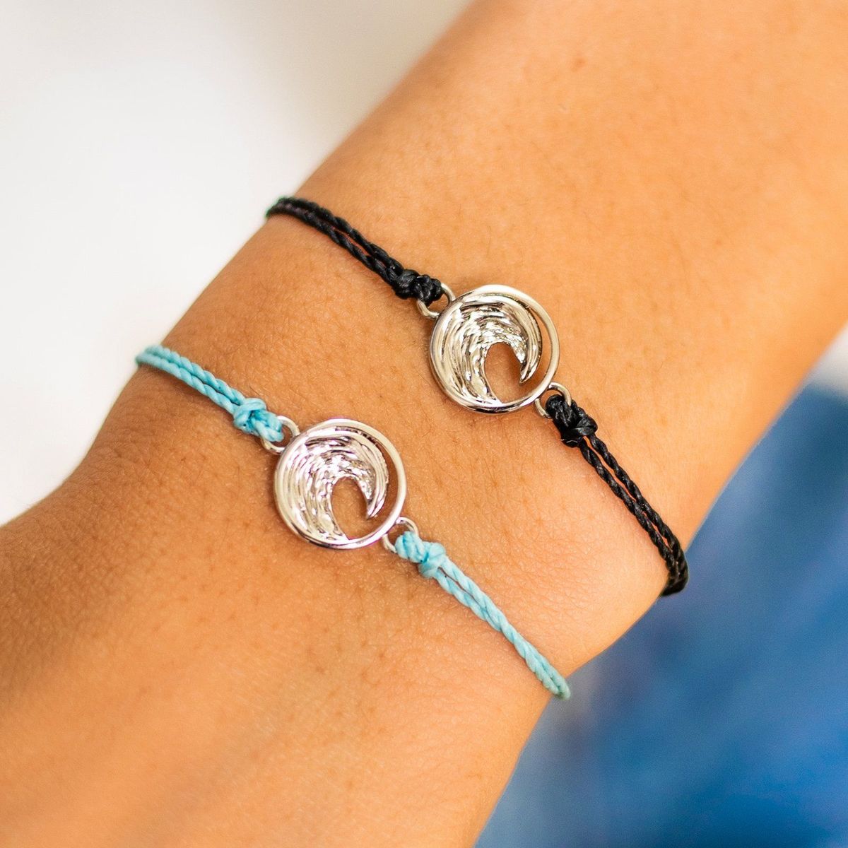 Pura Vida Swell Charm Bracelet - Silver - Crystal Blue