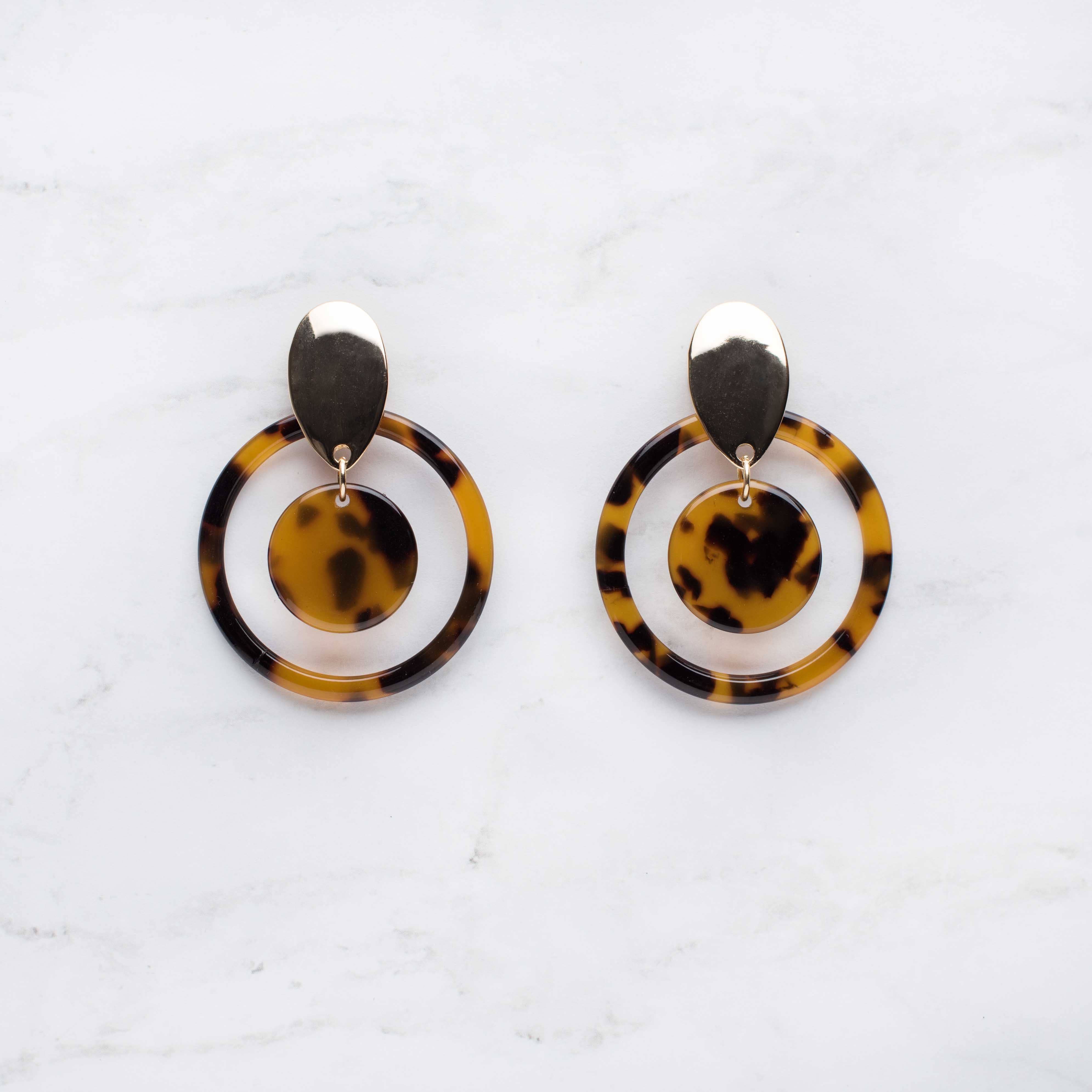 Tortoise Resin Circle Earring
