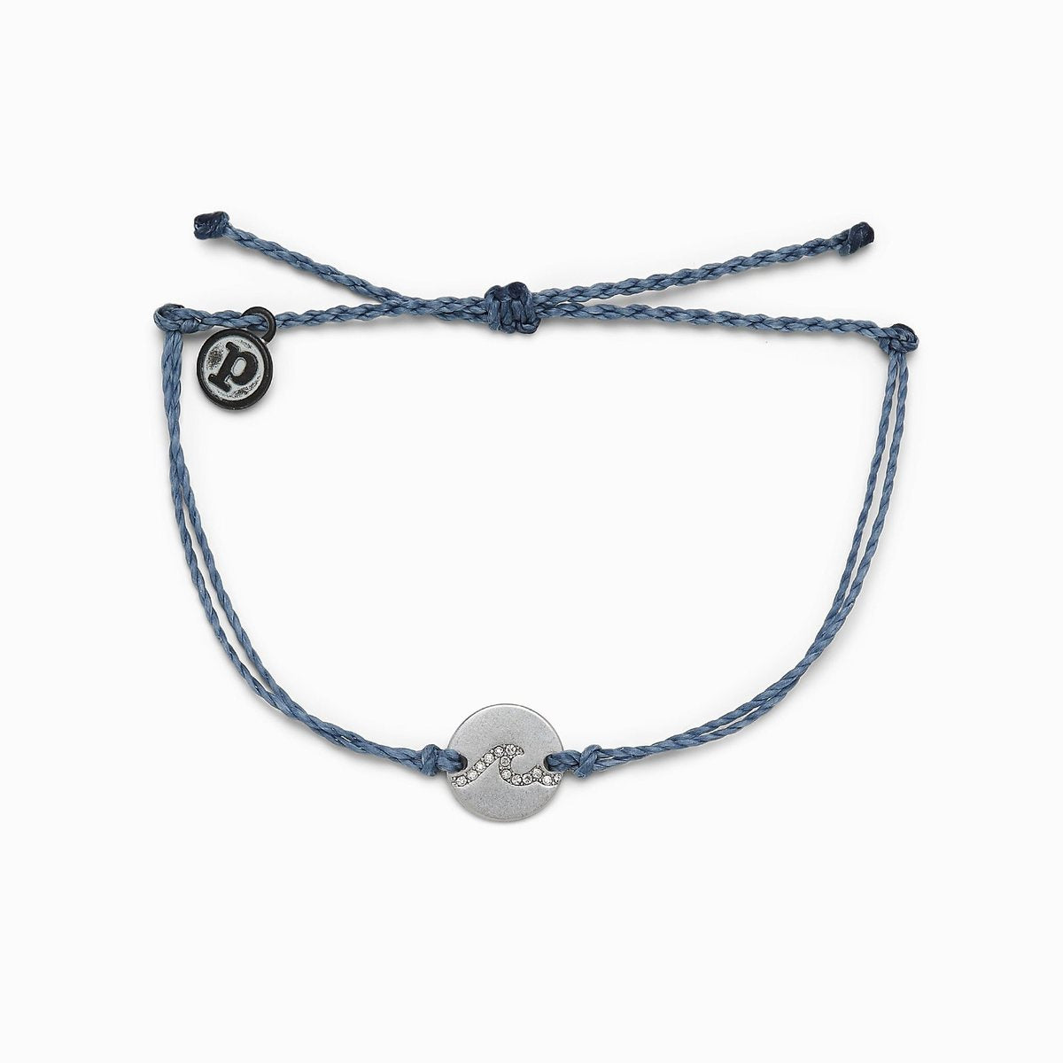 Pura Vida Pave Wave Charm Bracelet in Blue Steel