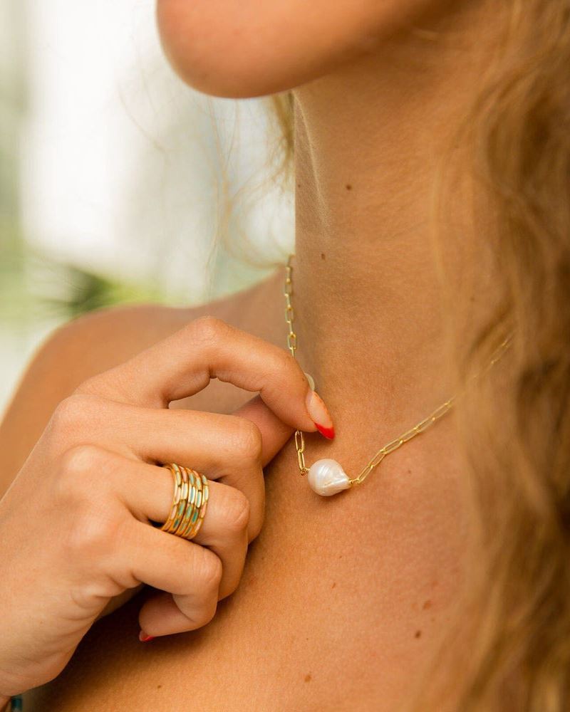 Pura Vida Pearl Paperclip Choker in Gold