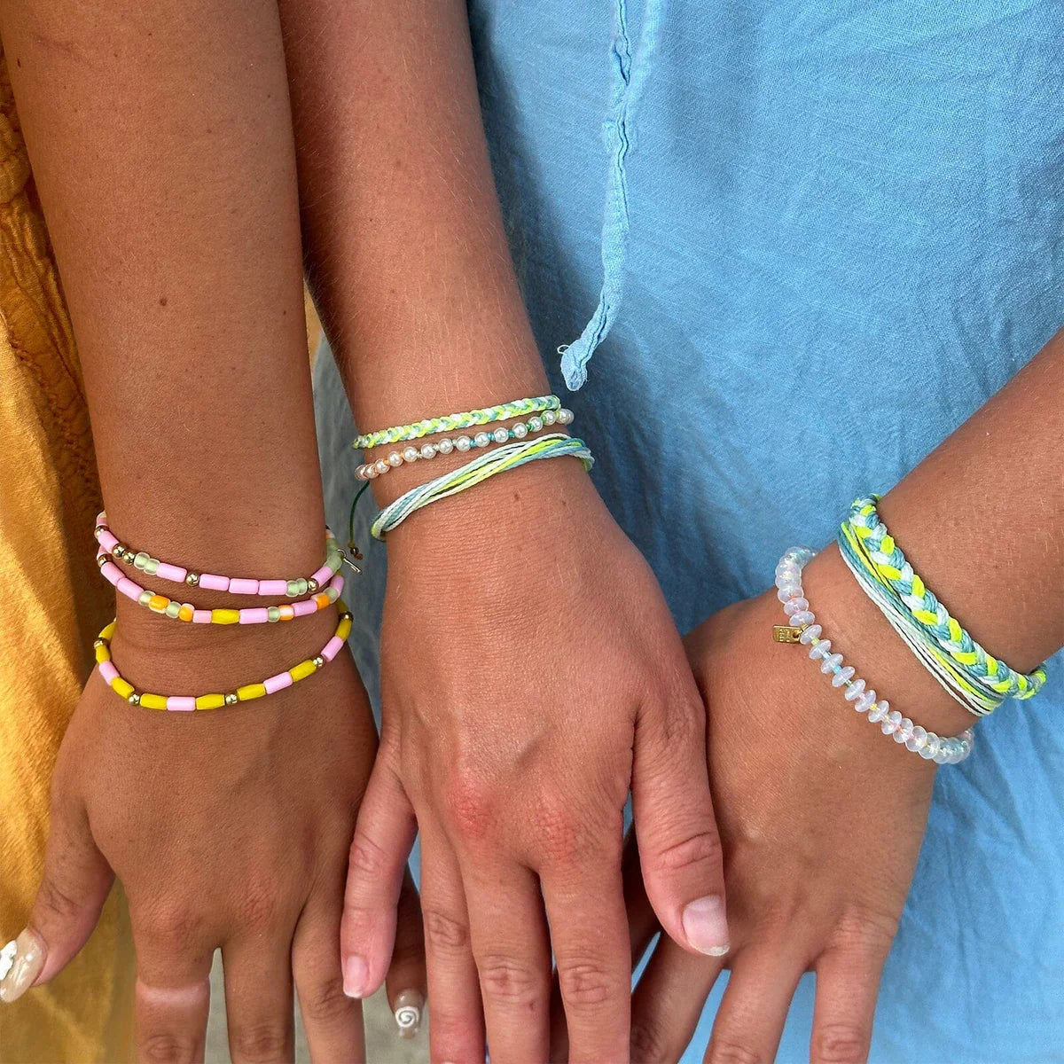 Pura Vida - Mini Braided Multi Bracelet - Neon Sky