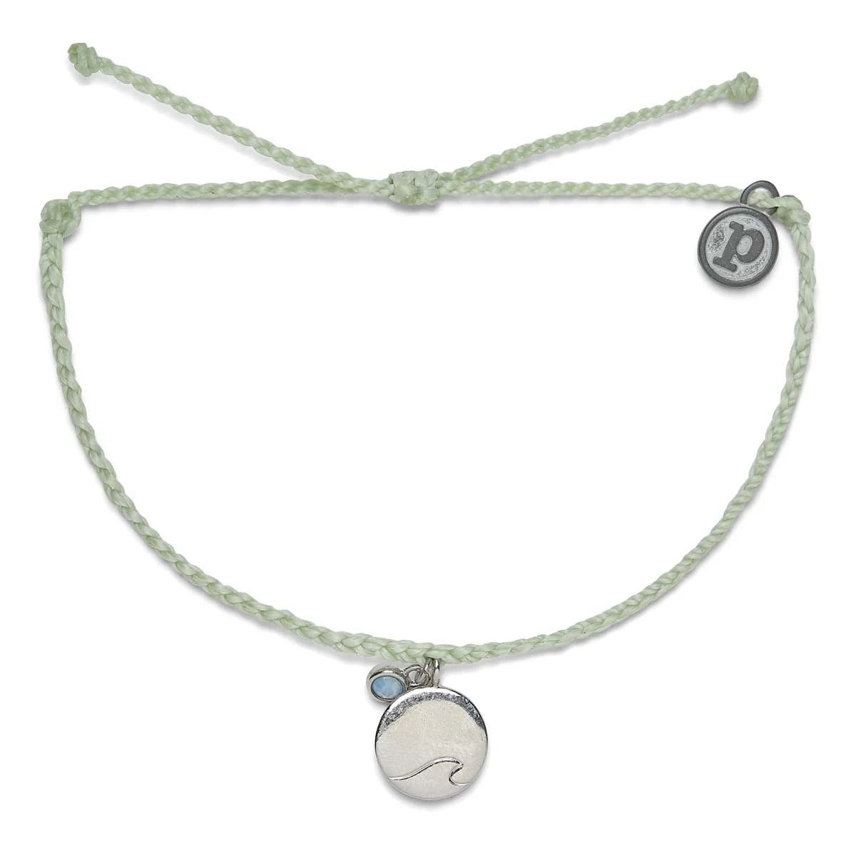 Pura Vida Ride the Wave Silver Charm in Mint
