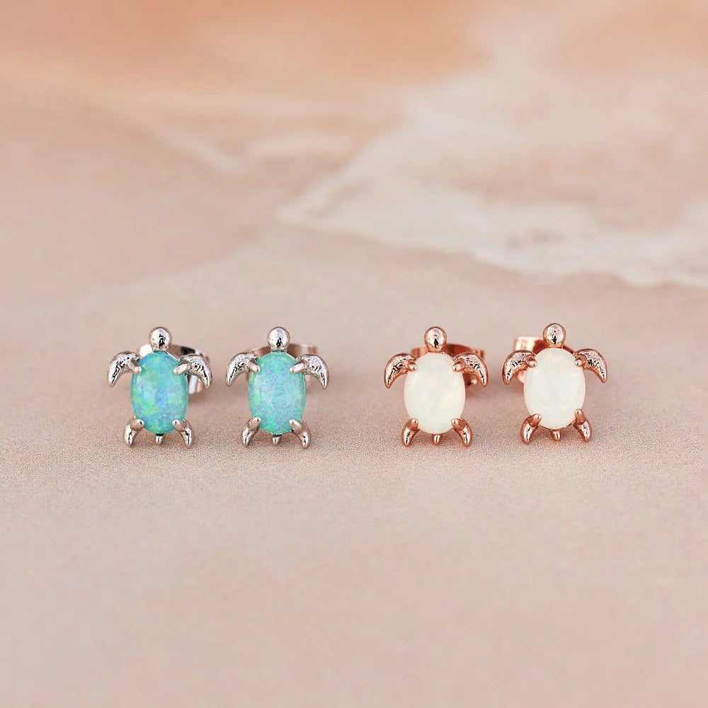 Pura Vida Opal Sea Turtle Earring - Rose Gold
